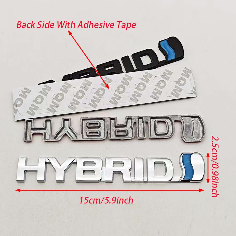 3D Metal Chrome HYBRID Logo Side Fender Rear Trunk Emblem Badge Car Sticker Decals For Toyota Prius Camry Crown Auris Rav4s TRD