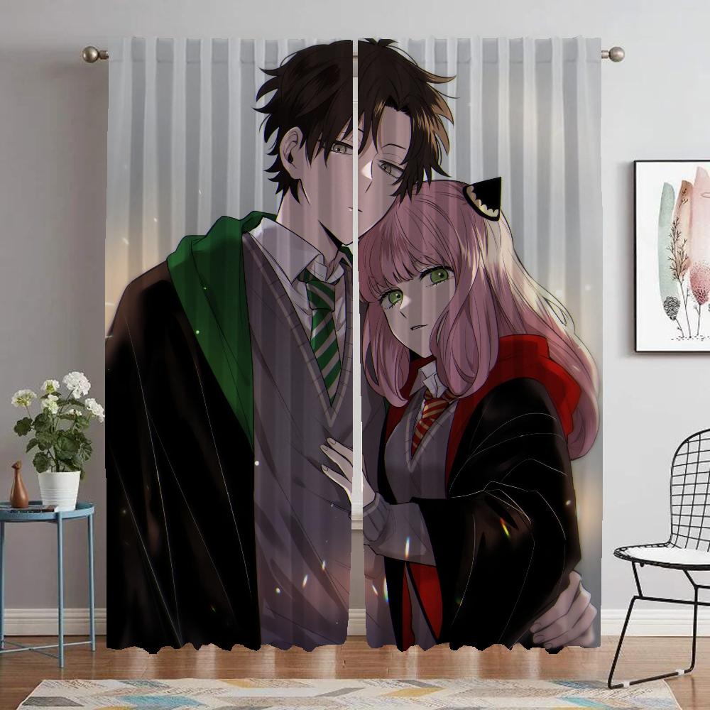 Spy X Family Elegant Room Curtains for Living Room Halloween Decoration Window Curtain Home Interior Curtains 2 Pieces Shades