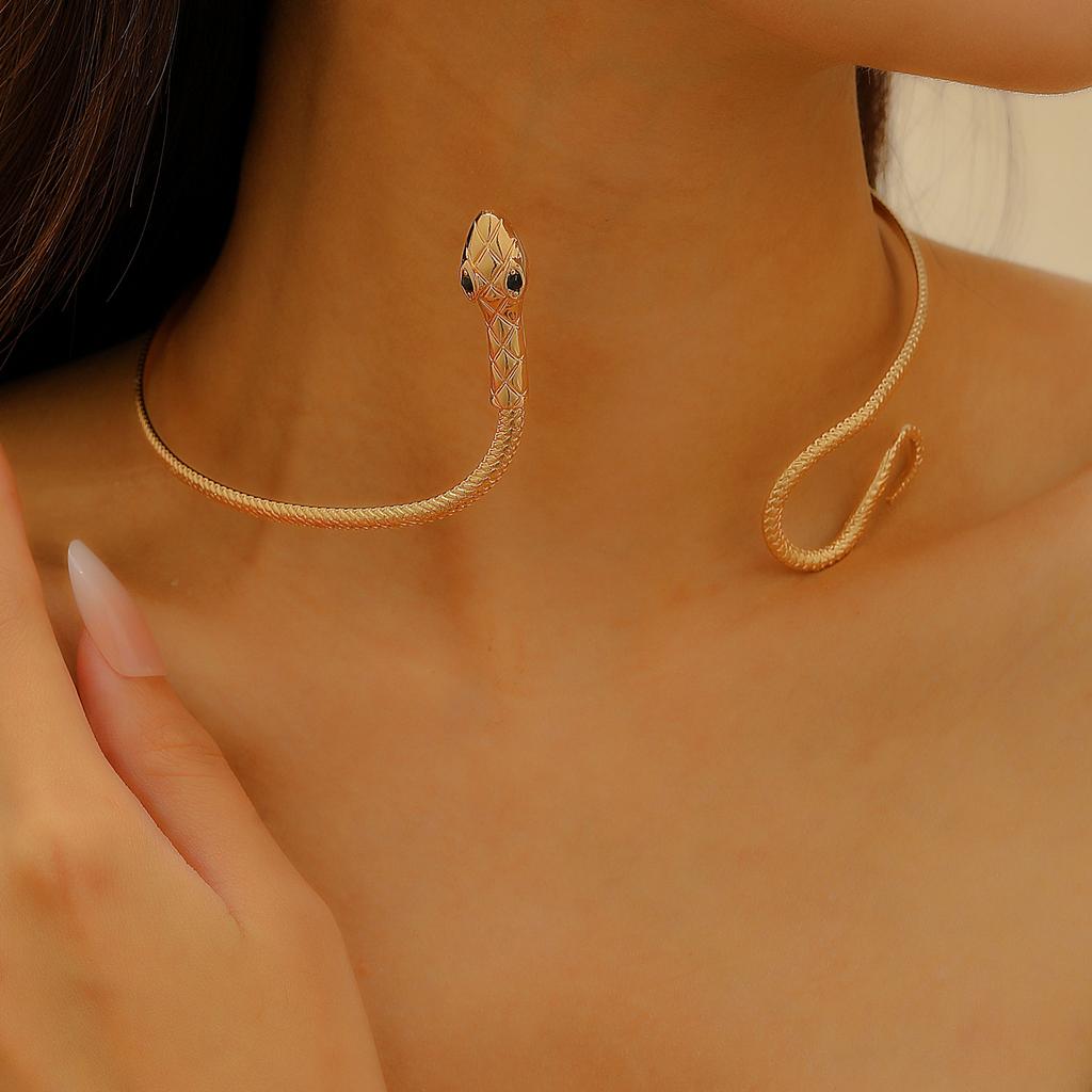 European and American Snake-shaped Design Open Neck Chain Women's Snake Shape Personalized Trend Wind Necklace