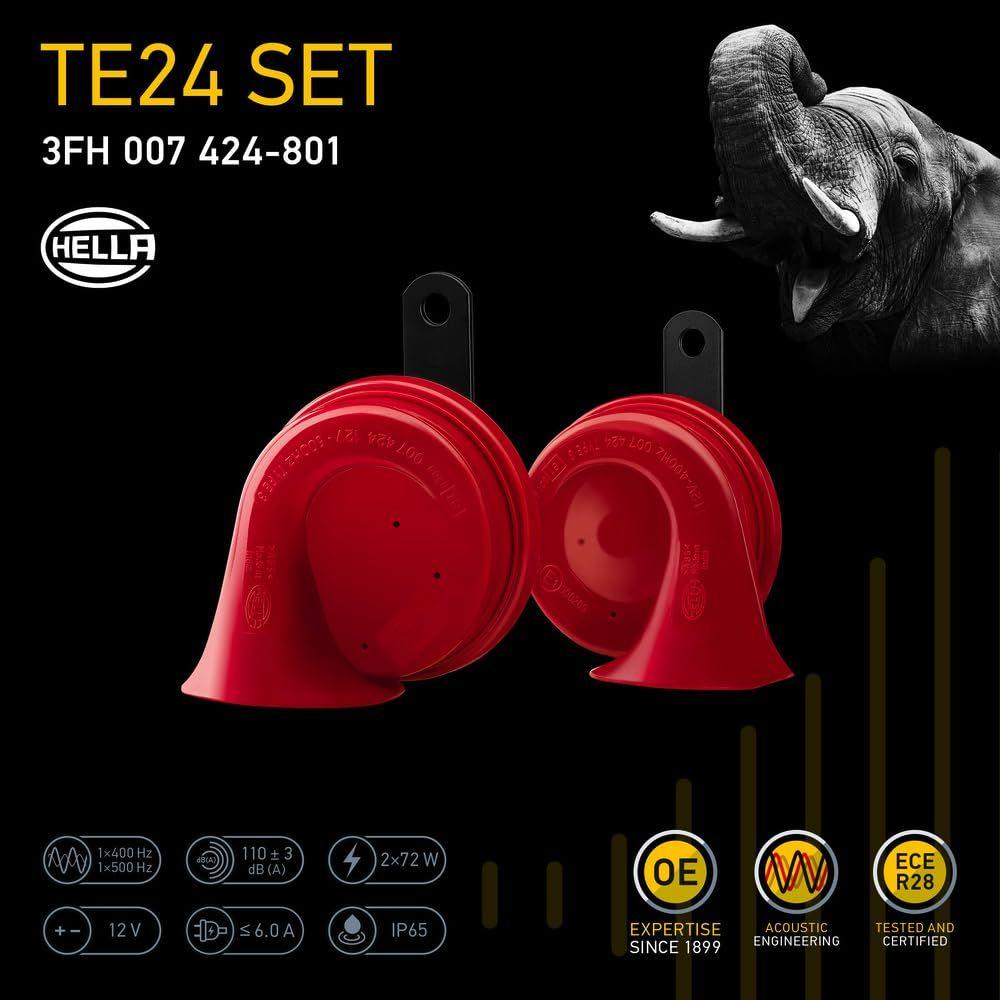 3FH 007 424-801 Tvillingsignal Høy/Lav Tone 12V Hornsett med Brakett for Personbil