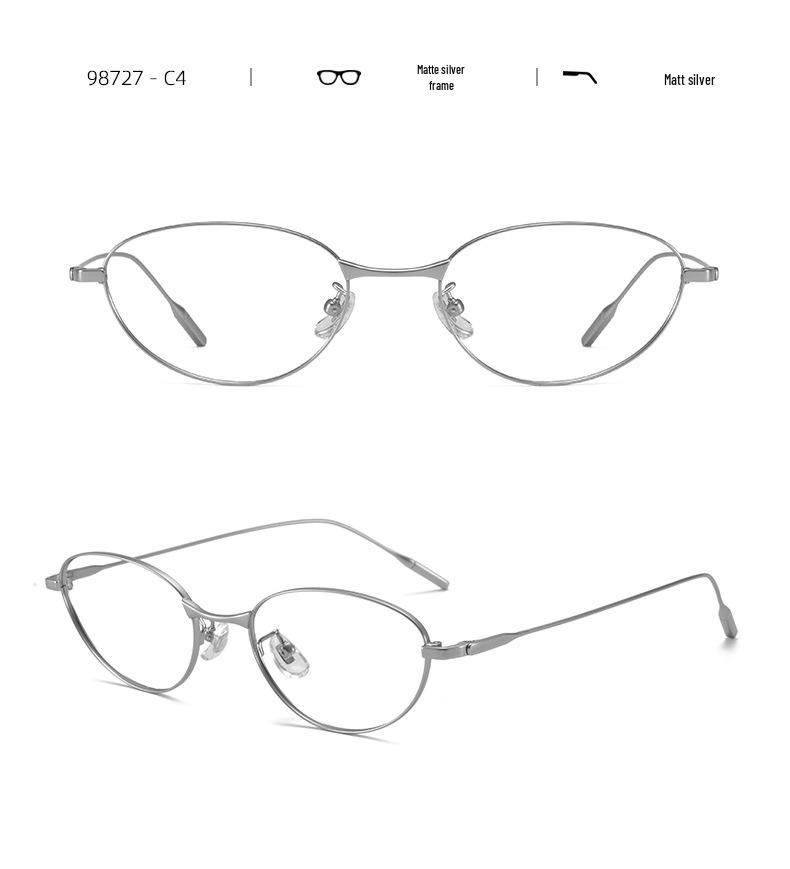 Pure Titanium Cat-Eye Eyeglass Frame 55 - Super Light, No-Makeup Style, Little Fox Design