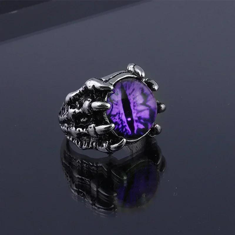 Men's Punk Colorful Evil Eye Rings for Men Women Fashion Vintage Demon Dragon Claw Ring Male Jewelry Accessories Gifts
