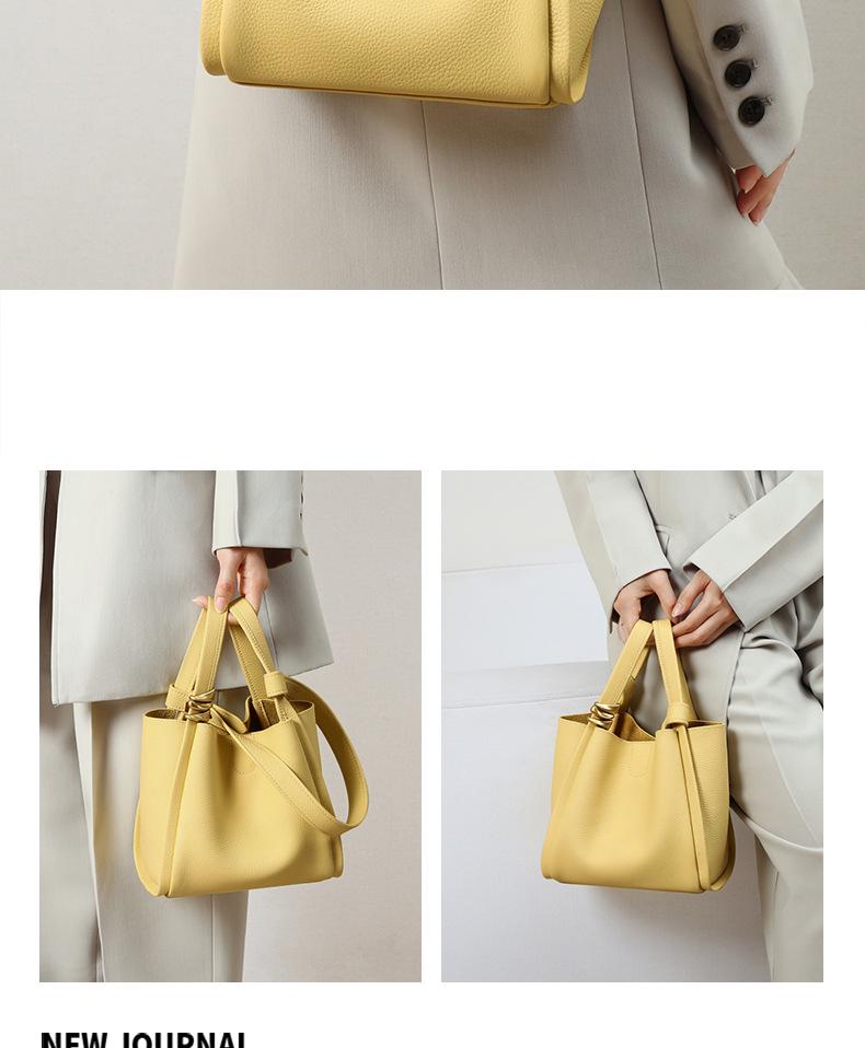 Women's Genuine Leather Autumn Bucket Shoulder Bag - Versatile Picnic Basket Style