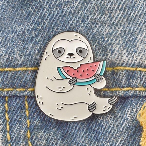 Unique New Fashion Cartoon Sloth Enamel Pin Badge In Mint Green For Trendy Collectors
