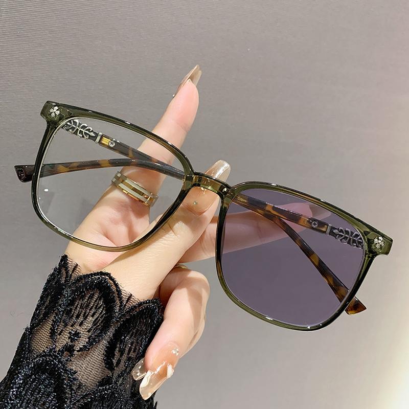 Anti-blue Light Tinted Glasses For Female Students - Popular Oversized Frame Glasses 6027