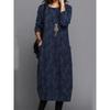Elegante abito stampato a maniche lunghe taglie forti da donna, alla moda, con scollo rotondo, casual, lungo, da donna, ampio, vintage, da ufficio, estivo 1312