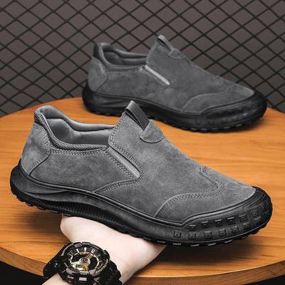 2025 Autumn New Casual Men's Shoes One-pedal Shoes Leather Surface Breathable Versatile Soft Sole Lazy Shoes Light Work Shoes