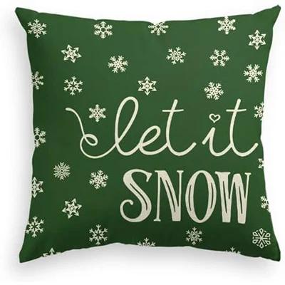 Merry Christmas Tree Motto Green Pillow Cover Cushion Cover Sofa Decoration Pillowcase 50*50 Decor