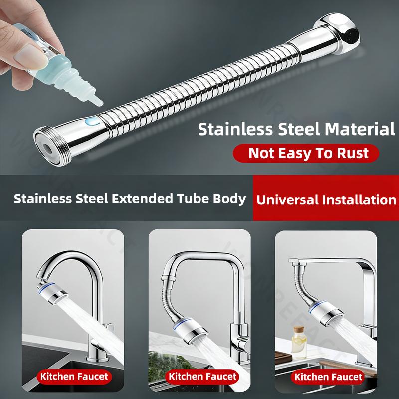 Kitchen Sink Faucet Extender 360 Swivel Water Filter Soft Water Anti Splash Long Reach Bubble Aerator with Universal Fit