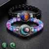 1Pc Glow In Dark Sun Moon Lover Couple Bracelet, Handmade Beaded Braided Unisex