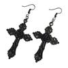 Best-Selling Gothic Cross Earrings with Red Rose In Traditional Style - Unique Large Pendant