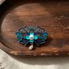 Imitation Blue Sapphire Flower Pattern Brooch with New Chinese Style Freshwater Pearl Tassels and Flower-shaped Brooch