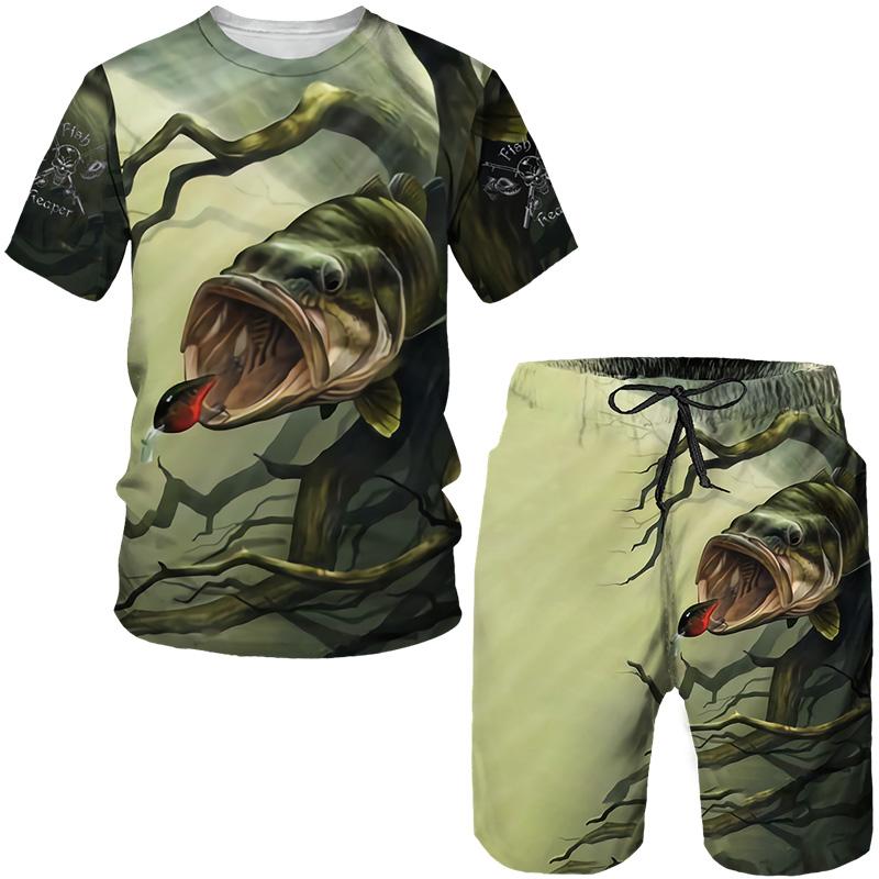 Neueste Tier Angeln 3D Gedruckt T-shirt/Anzug Harajuku Männer Frauen Camo Jagd Camping Kleidung Hip Hop Streetwear T-shirts und Shorts Set