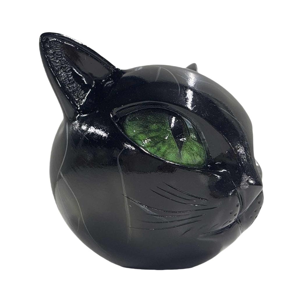 Halloween Unique Cat Figure Resin Black Cat Statue Artwork Black Cat Figurine Elegant Home Decor Gifts for Cat Lovers Women Men