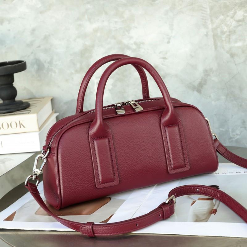 

Natural Drop Leather Women s Bag Fashionable Simple Portable Single Shoulder Retro Niche Design Bowling Length 27 width 9.5 height 12 вино красного