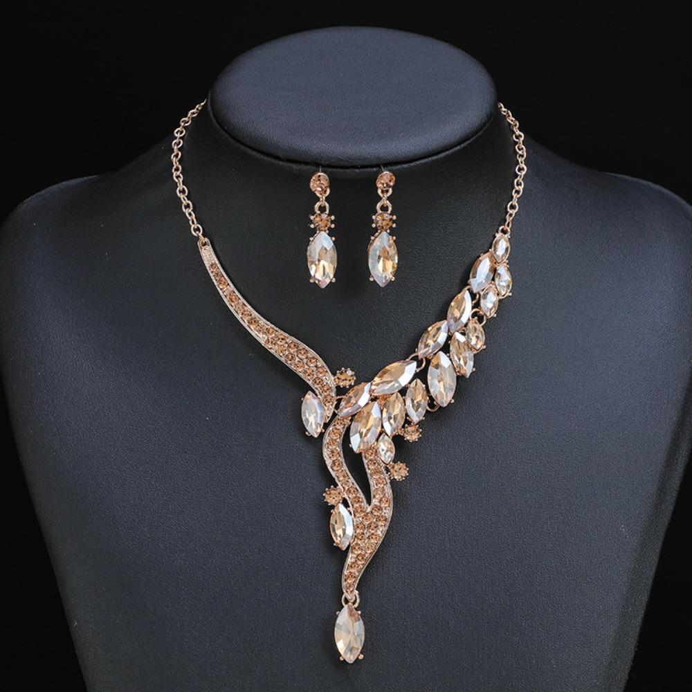 European and American Necklaces, Earrings, Two-piece Set, Bridal Wedding Accessories, Retro High-end Design Jewelry