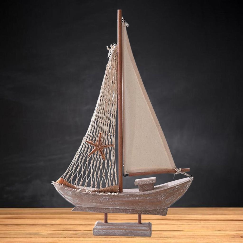 Wood Sail Boat Photo Props Nautical Theme Handmade Home Decor Mini Sailboat Model for Tables Vanity Office Desktop Countertop