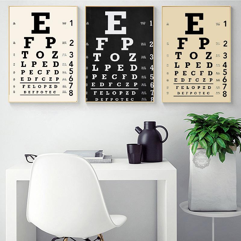 Snellen Eye Chart  Gifts Vintage Optometry Eye Chart Canvas Painting Wall Pictures Eye Doctor Art Prints Eye Clinic Decor