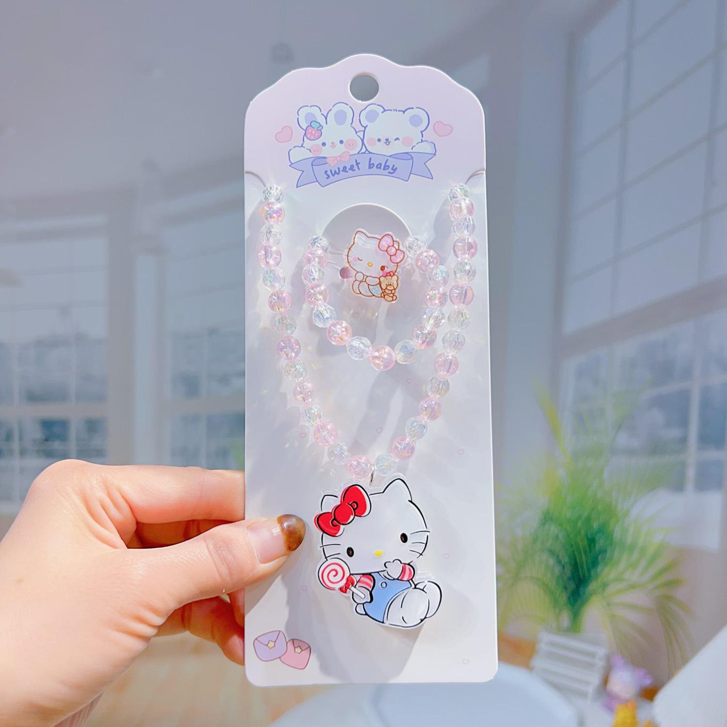 Children s Cartoon Cat Light-Up Beaded Necklace – Cute Handmade Toy & Gift