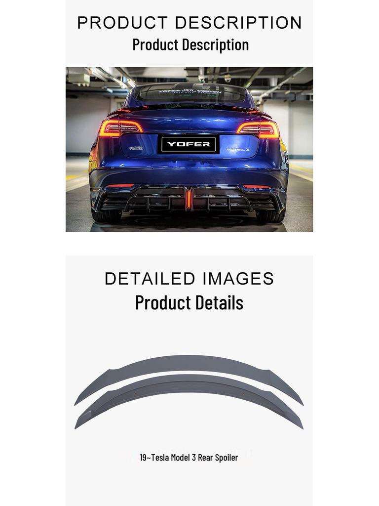 Tesla Model 3 YOFER Sportovní Ducktail Zadní Spoiler