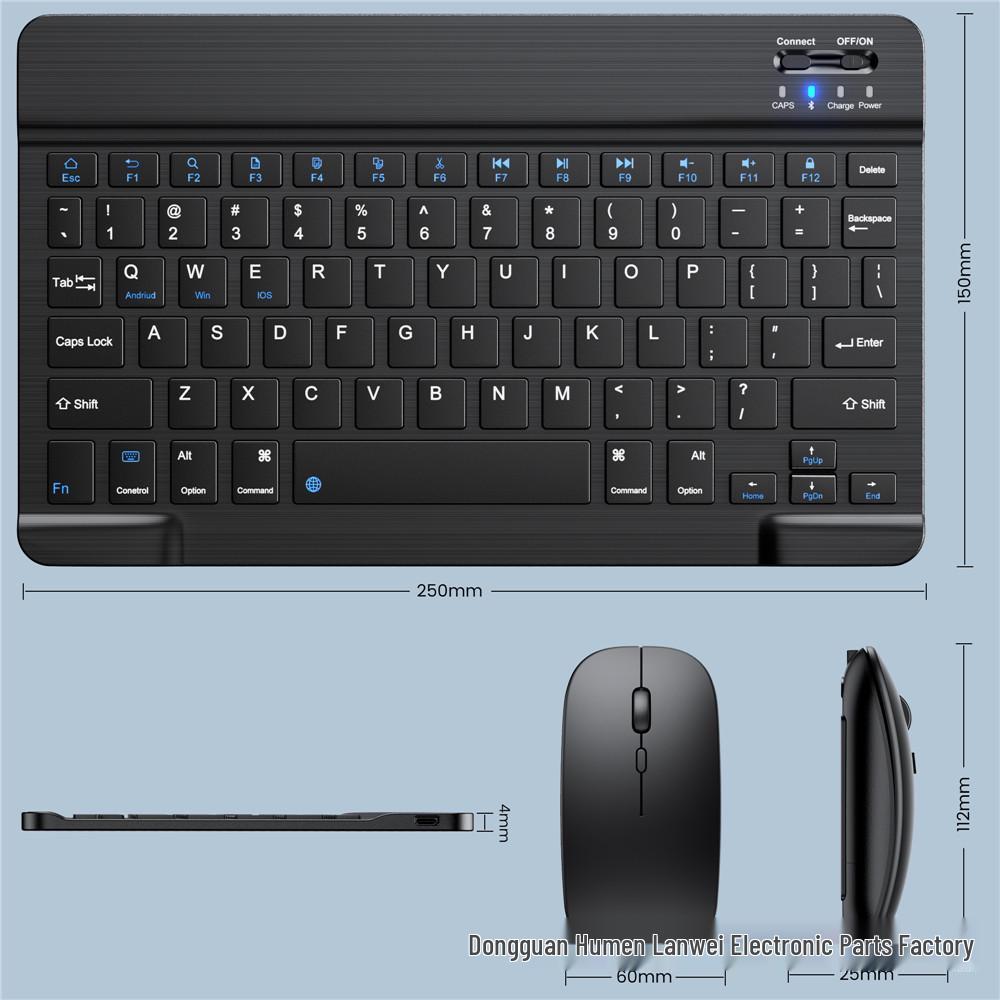 Multilingual 10" Bluetooth Keyboard - Compatible with Spanish, Russian, Thai, Arabic, Pinyin, Traditional Chinese, and Cangjie on iPad Tablets.