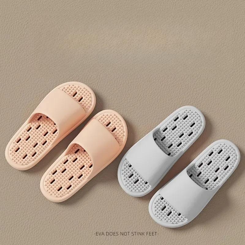 Bathroom bath anti-slip slippers, all-season indoor home leakage quick-drying thick-soled massage breathable cooling slippers