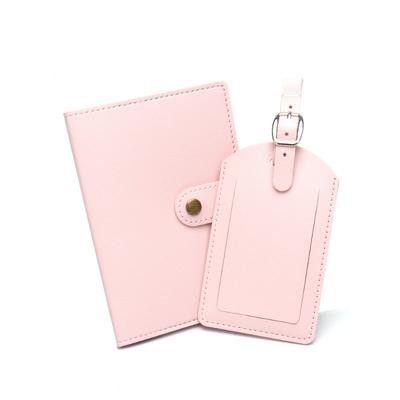 Bronze Button Passport with Luggage Tag Set  Multi-color Buckle  Extra-thick Leather Passport and Luggage Tag Card Holder