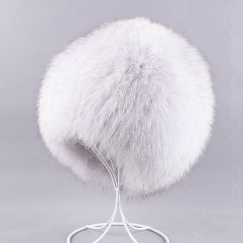 Real Fox Fur Hats Russian Women Knittd Cap Brand High Quality Hand Sewing Winter Beanies Natural Fur Snow Hat