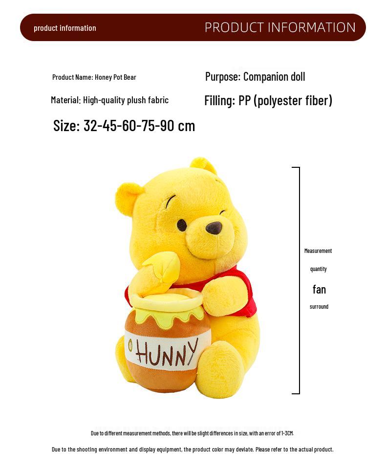 New Winnie the Pooh Plush Toy - Honey Pot Pillow for Boys & Girls, Perfect Birthday Gift