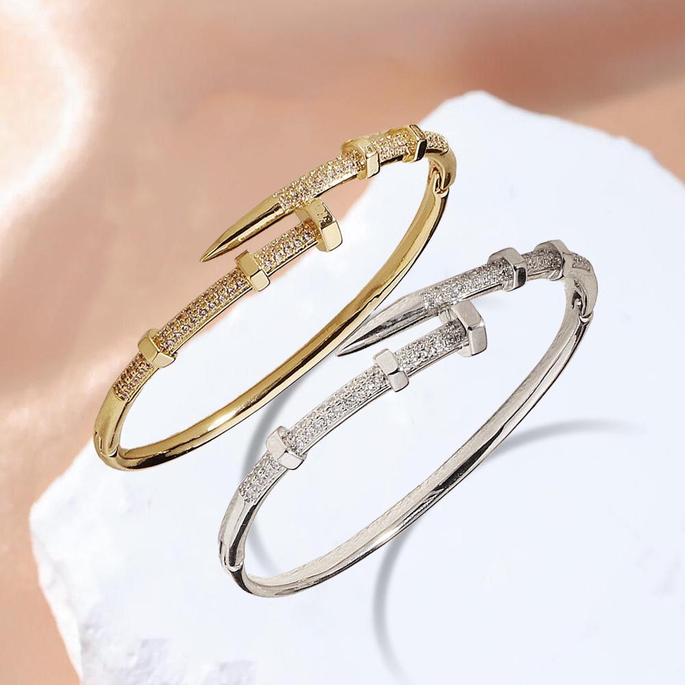 2024 European-American Style Zircon Alloy Open Bangle