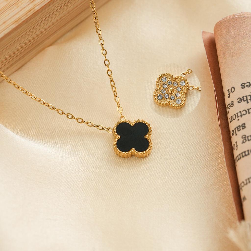 Four-leaf Clover Necklace for Women A Sophisticated Titanium Steel Sweater Chain