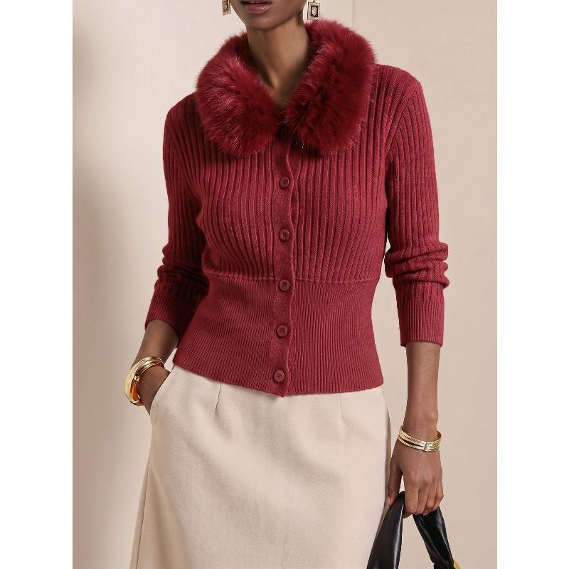VEZFAA Damesmode Casual Herfst Winter Effen Kleur Print Lange Mouw Truien