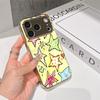 Lucky Start Phone Case For iPhone 17 16 15 14 13 12 11 Pro Max 16E Gold Electroplated Glass Shell  Cute Doodle Stars Cover