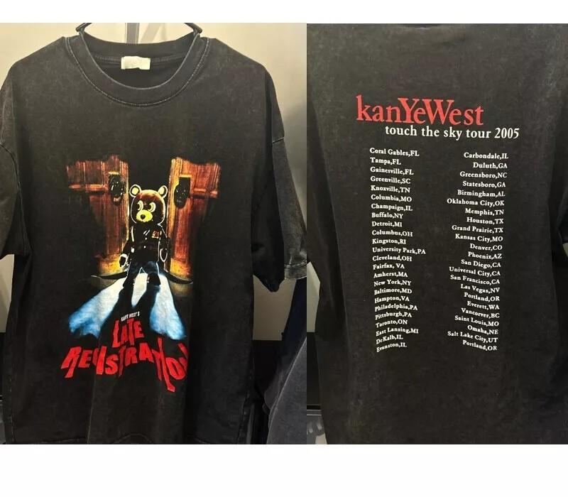 

Канье Уэст Тур Touch The Sky 2005 2-сторонний Черный Унисекс Футболка Репринт S-5XL Унисекс Футболка XXL