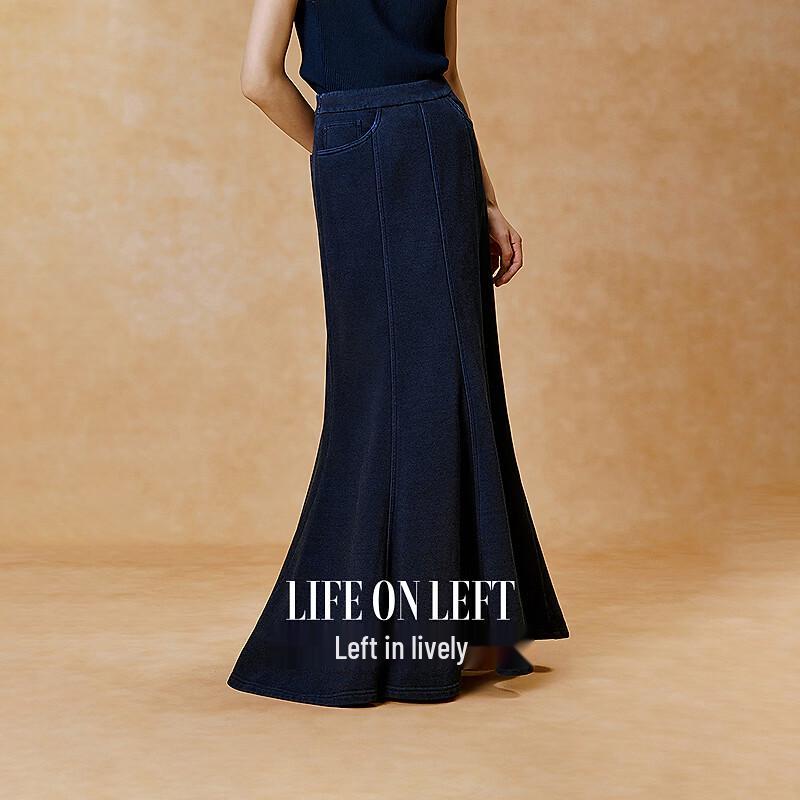 Women s Denim Fishtail Midi Skirt M джинсовый синий