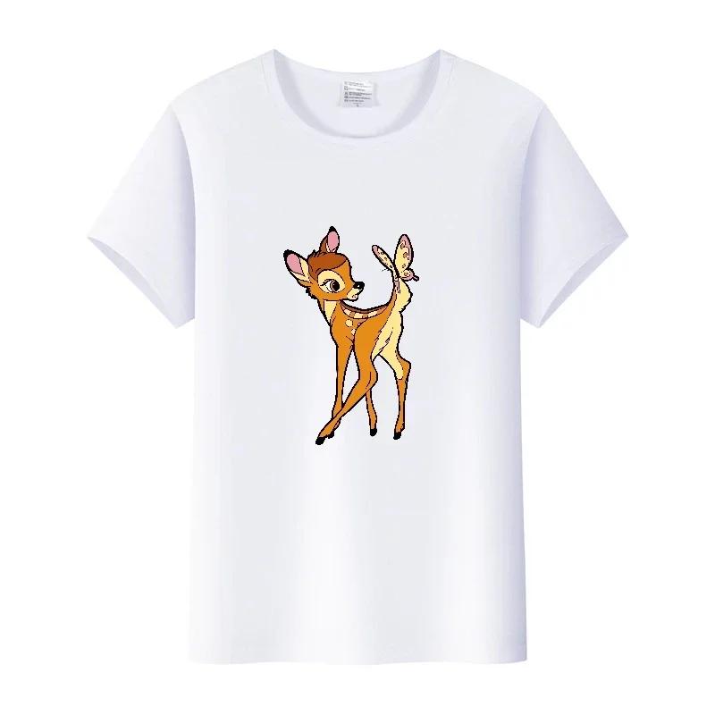 Mode Bluse Disney Cartoon Bambi Mädchen T-Shirts Sommer Crop Tops Ästhetisch Y2K Harajuku Kurzarm Kleidung Für Frauen T-Shirts