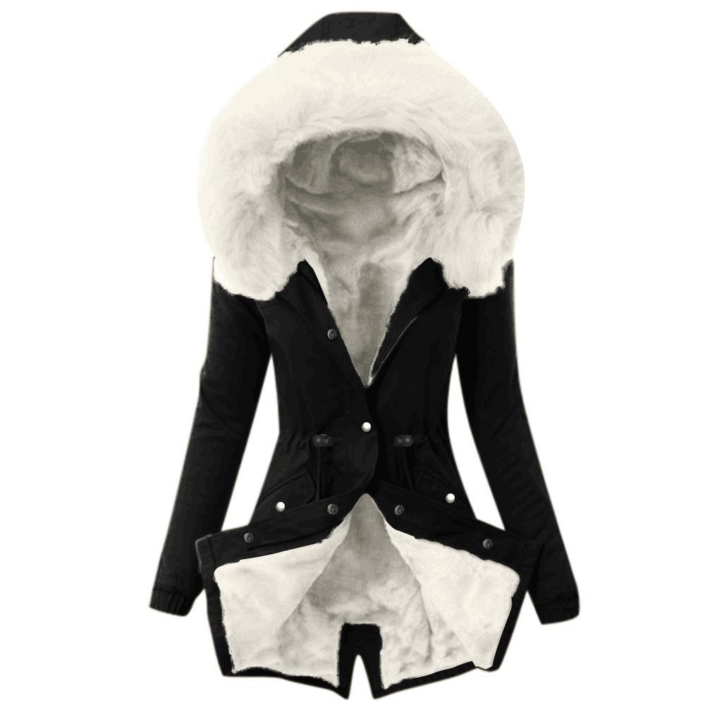 European Size Women's Mid-length Hooded Cotton Parka Coat - Winter Warmth