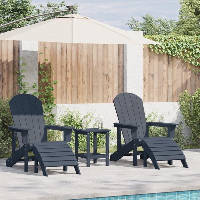 VidaXL Ensemble de Lounge Adirondack Deux Pièces Bleu Marine HDPE pour l'extérieur, design confortable à lattes 3335843