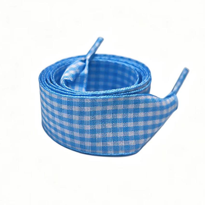 Plaid Ribbon 2.5cm Square Shoelaces - Sweet College & British Style White Shoelaces