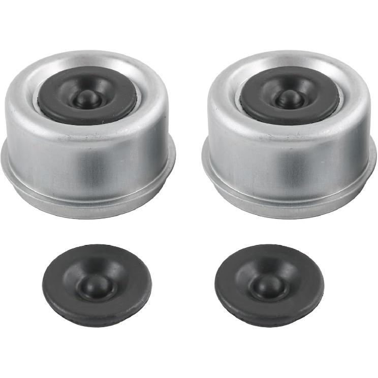 4PCS 2.44" Trailer Hub Bearing Dust Cap with Extra 4 Rubber Plugs, Trailer Axle Wheel Hub and Bearing Dust Caps for Most 5200 to 6000 Pound Axles