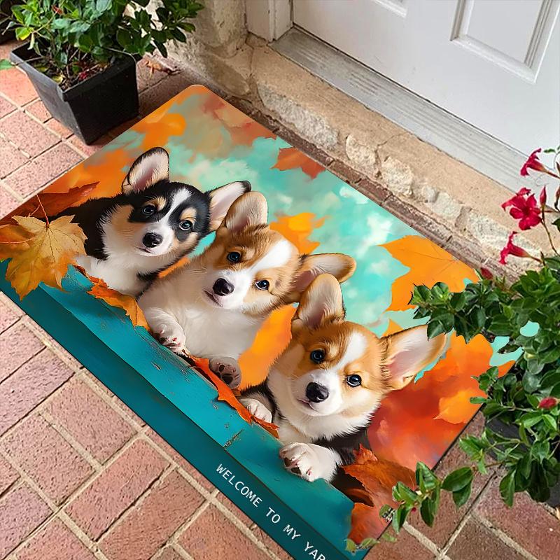 

1 шт. Кухонные коврики против усталости, Водонепроницаемый нескользящий толстый амортизирующий кухонный коврик с принтом деревенского щенка корги, Сверхпрочный комфортный коврик для стояния для кухни 40*120cm