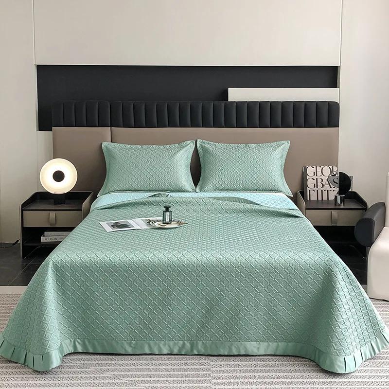 High-End Solid Color European-Style 60 Tencel Three-Piece Bed Cover Set Large Size Lyocell Tencel Thickened Quilted Bed Cover