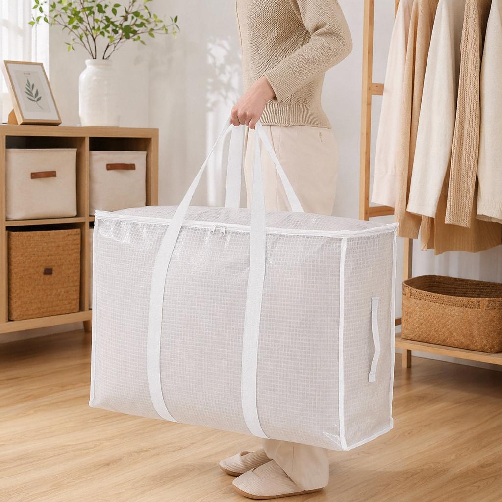 Moisture-Proof Strong Moving Packing Luggage Bags Extra Large Clear Home Closet Clothes Quilt Storage Organizer Foldable Handbag