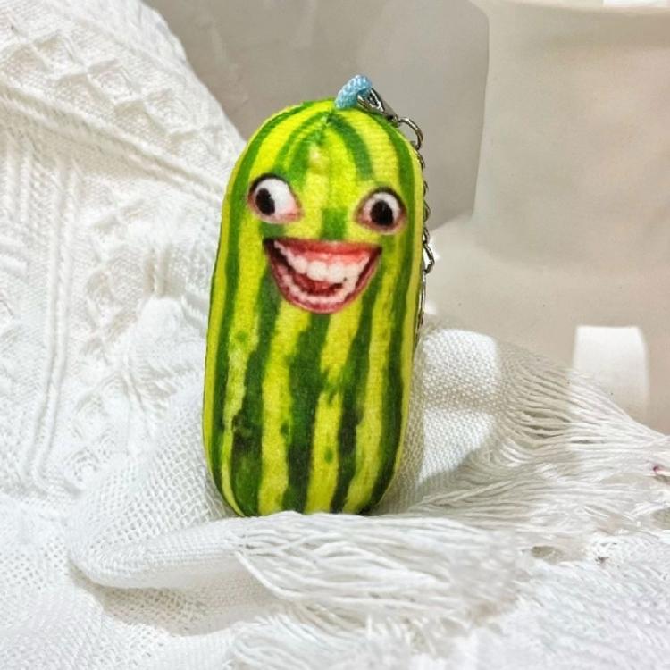 Watermelon Strips Plush Keyring Funny Keychain Bags Accessories for Adults