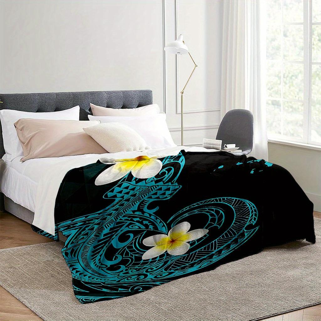 Hawaiian Tribal Tattoo Designs Blanket for Sofa Bed Travel Camping Living Room Office Conditioning Blanket for All Seasons Gifts