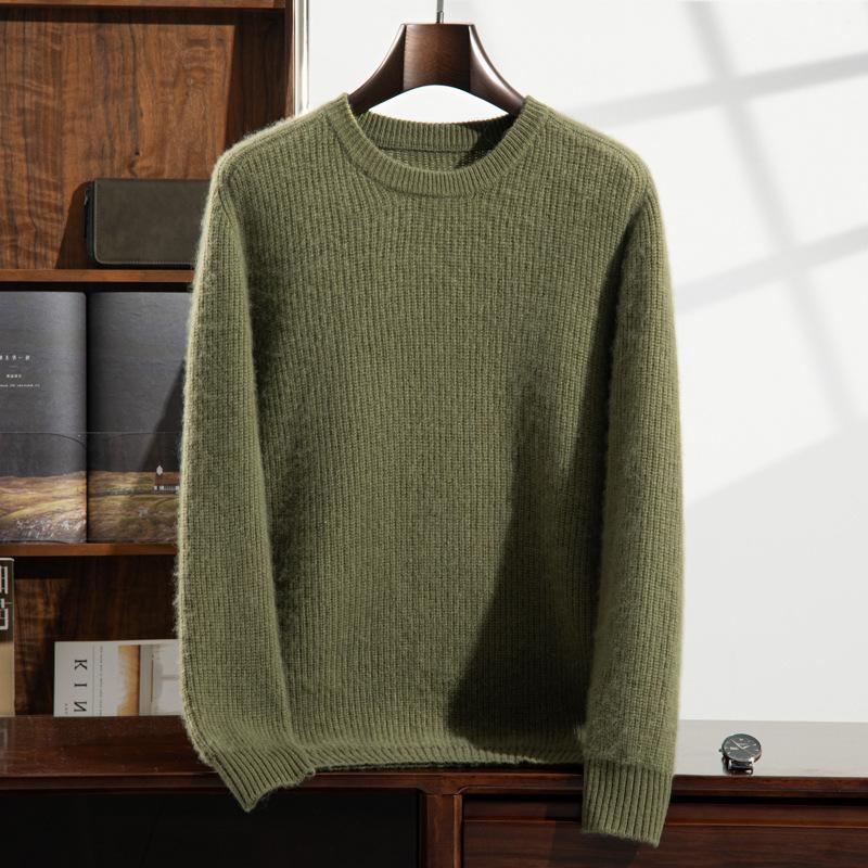 2025 new cashmere sweater round neck thickened loose pullover sweater knitting