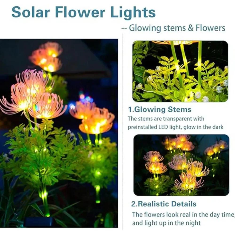 30W LED Solar Flower Lights Glowing Flowers Lamp Stems Outdoor Solar Garden Lights Waterproof for Outside Yard Patio Home Decoration