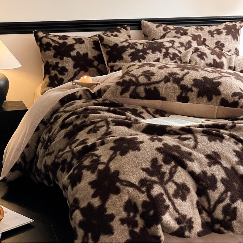 High-Grade Gorgeous A Version 350G Dolly Cashmere B Version 230G Thermal Oxygen Fleece Four-Piece Set Thickened Milk Fleece Sheets