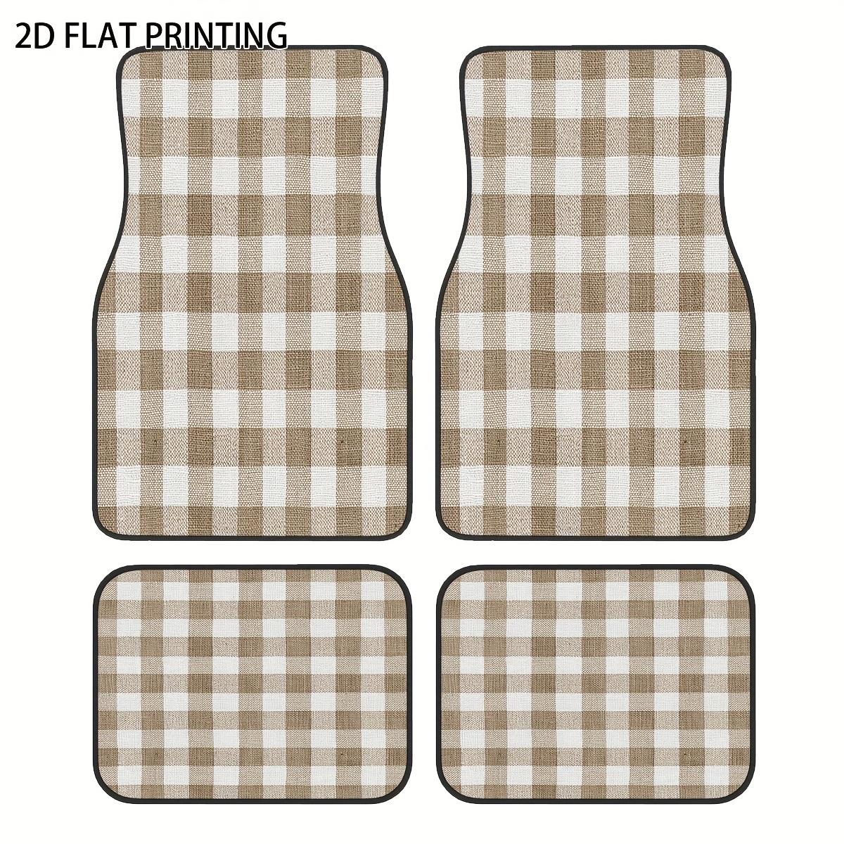 4pcs Light Brown Minimalist Plaid Pattern