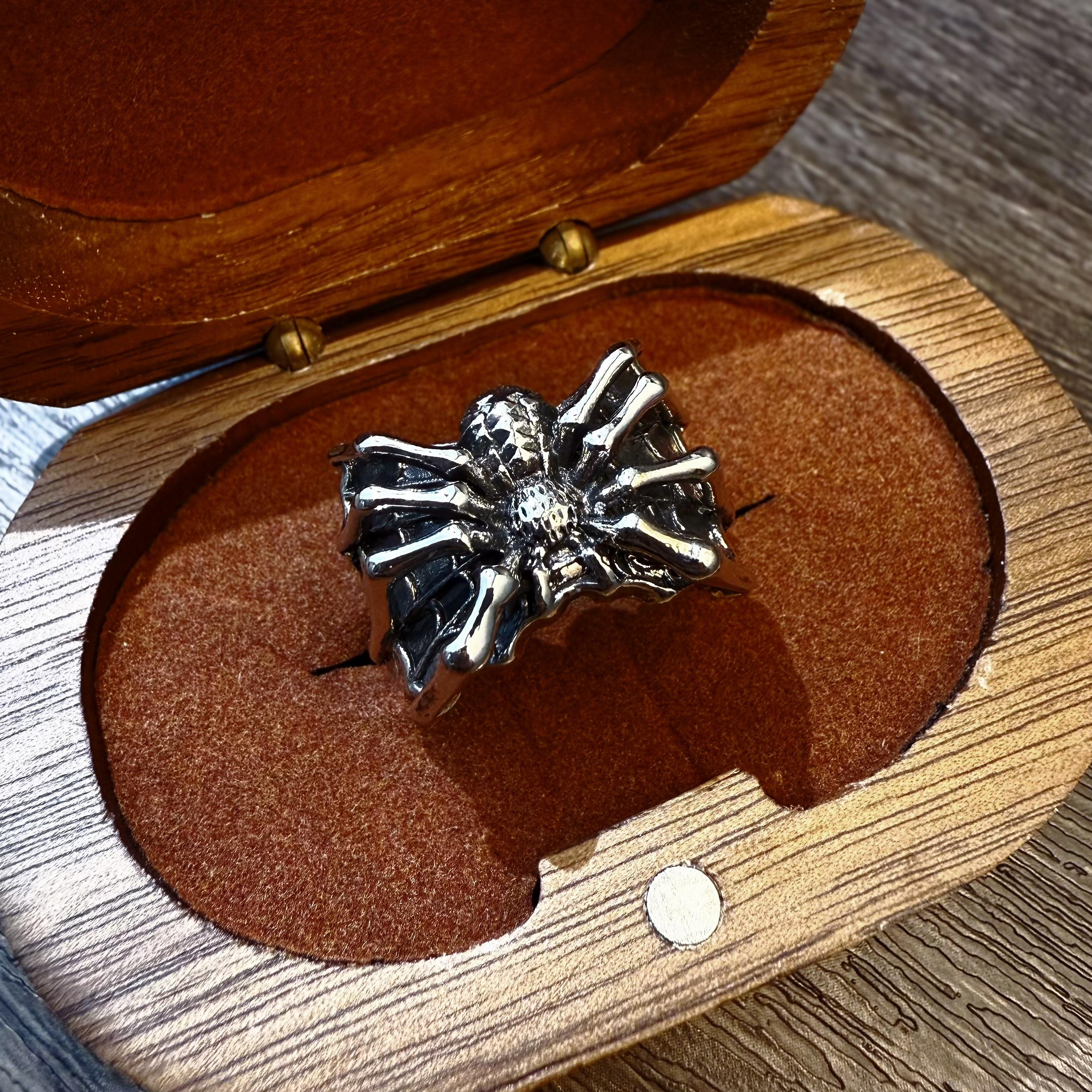 

Retro Spider Adjustable Open Ring For Men Punk Gothic Edgy Unisex Vintage Alloy Accessories Cosplay Holloween Gift 8-12